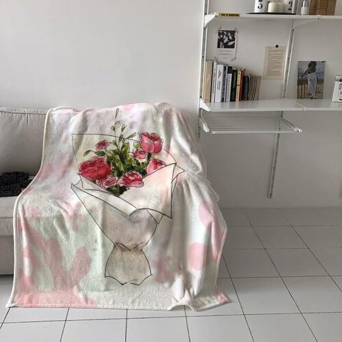 Special Throw Blanket For Bed Bouquet Of Roses Watercolor Nap Traveling Soft Flannel Blanket Childrens Bedroom Bedspreadc