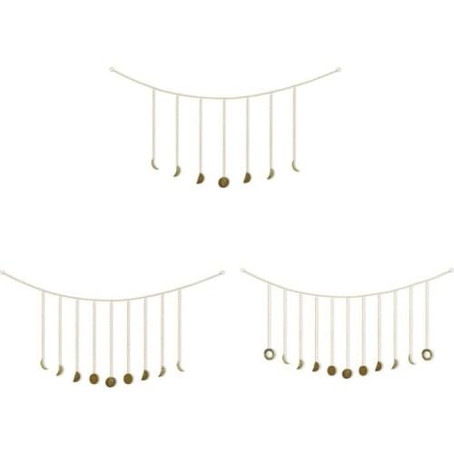 Moon Phase Garland with Chains Boho Shining Wall Hanging Decor Kids Room Xmas Gifts Nordic Style