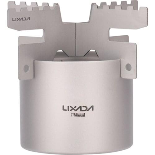 Lixada Titanium Stove Mini Alcohol Stove Lightweight Titanium Liquid Spirit Alcohol Stove Furnace for Outdoor Camping Hiking