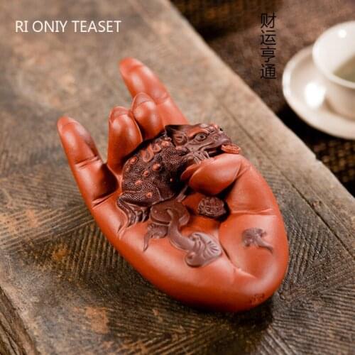 Yixing Sculpture Purple Clay Tea Pet Lucky Fortune Animal Tea Figurine Ornaments Handmade Crafts Chinese Tea Set Art Decoration