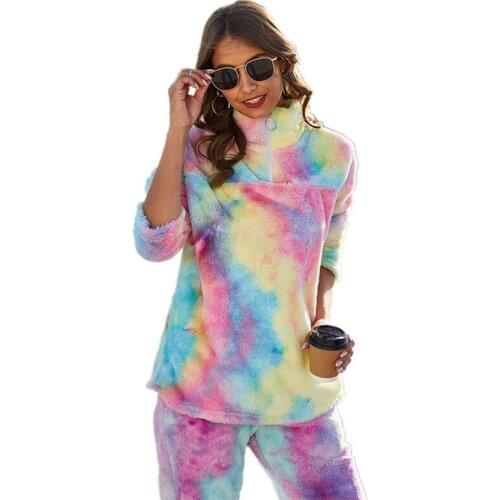 Tie Dye Sweatshirt Women Autumn Winter Warm Pullover Top Long Sleeve Print Hoodies Elegant ladies Turtleneck Streetwear