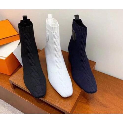 High heels boots women Stretch boots knitting shoes women ankle boots autumn NEW High quality luxury brand size 35-40