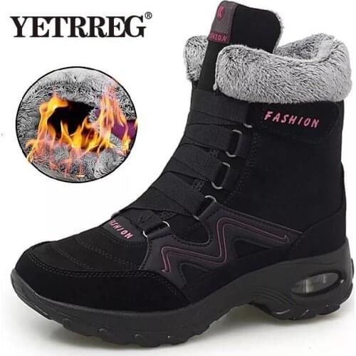 New Winter Leather Women Boots High Quality Plush Warm Snow Boots Comfortable Women Ankle Boots Outdoor Waterproof Sneakers