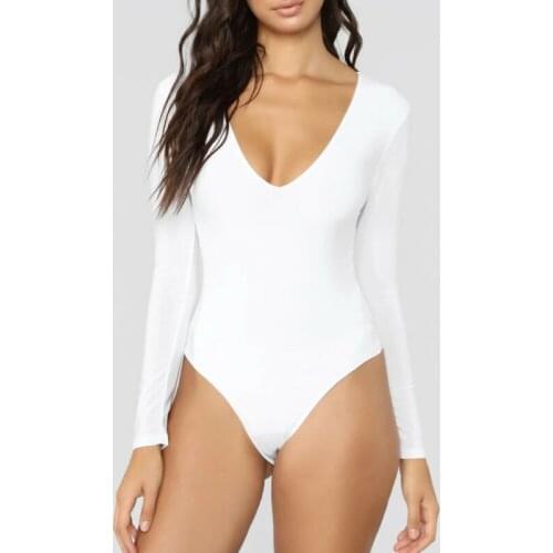 Women Jumpsuit Spring Casual Sexy Long Sleeve V-Neck Slim Pants Stretch Siamese Bottoming Romper Suit Jumper Bodysuit Plus Size