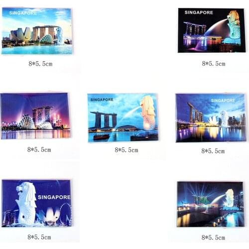 1PC 8*5.5cm Singapore Tin Paper Refrigerator Magnet Kids gift Souvenir Home Decoration Paper Fridge Magnet