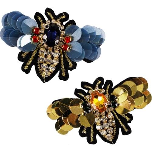 Sequins Brooches Badges Bead Diamond Patches Embroidery Applique Sew on Shoes Clothes Decorated DIY Craft 20pieces