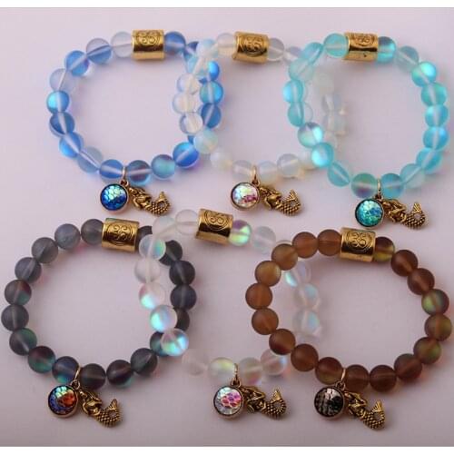 2017 New Design Fashion Armband Made 10mm Beautiful Shiny Crystal Vintage Gold Fish Scales Mermaid Bracelet