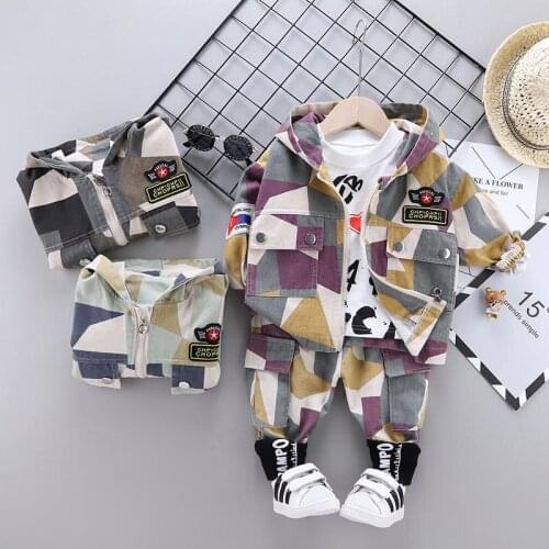 Spring Autumn Children Clothes Baby Boys Girls camouflage Jacket T Shirt Pants 3Pcs/sets Kids Infant Clothing Toddler Sportswear