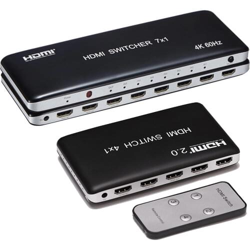 4K 60HZ HDMI Switch 7x1 4x1 3x1 HDMI 2.0 Switcher Video Converter Support IR Remote HDR 3D for PS3 PS4 PS5 Camera PC To TV HDTV
