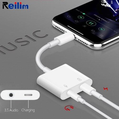 Reilim 3.5mm Jack Headphone Adapter Aux 3.5 mm Audio Charging Adapter for iPhone 7 8 X XR XS MAX for Lightning Cable Converter