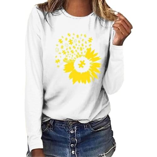 Oversized t-shirt Womens Printed Casual Loose kawaii Round Neck Long Sleeve T-shirt Tops футболка оверсайз camisetas de mujer