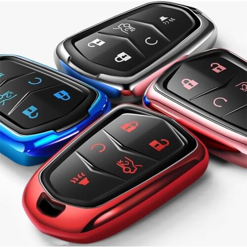 Hot Sale Soft TPU Car Key Case FullCover Shell For Cadillac Escalade CTS XTS ATS ATS-L XLS SRX 2015 4/5 Button 28T CTS-V XT5 CT6