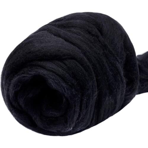 Imzay 3.53oz Wool Roving Yarn, 100% Pure Wool, Chunky Yarn, Spinning Wool Roving for Needle Felting Wet Felting DIY（black