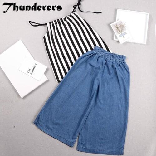 Children Clothing Set Baby Clothing Set Fashion Stripe Shirt+Leg Jeans Casual Kids Clothes Suit 2pcs Outfits Girl Clothes