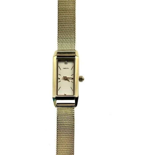 Small square small gold watch simple temperament Japanese retro Rectangular Watch womens stainless steel watch