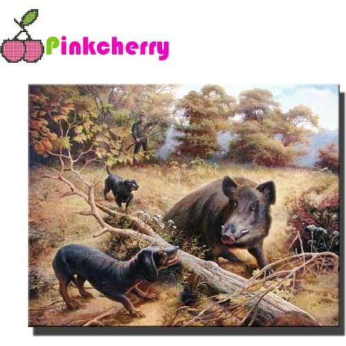Boar hunter Diy Diamond Painting 5D DIY Cross Stitch Diamond Embroidery Complete Kit Home Decoration Animal Amazing images k1325