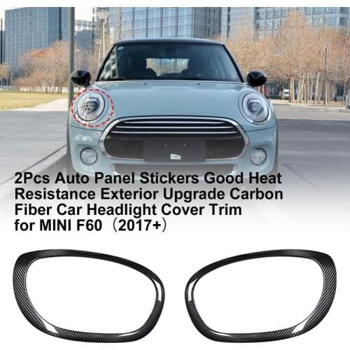 2Pcs Auto Panel Stickers Good Heat Resistance Exterior Upgrade Carbon Fiber Car Headlight Cover Trim for MINI F60（2017