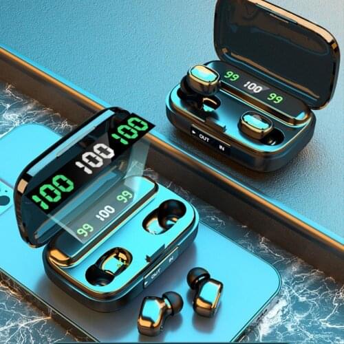 True Wirelessly Stereo Earphone Waterproof Sport BT Headphone LEDs Display Touching Headset Hi-Fi Stereo Sound Headphone