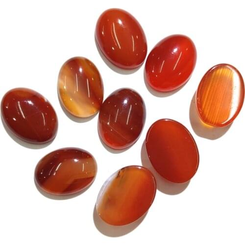 Natural Stone Red Agate Cabochon Beads Flat Back Oval shape No Hole Loose Beads For jewelry making DIY Ring Necklace accessories