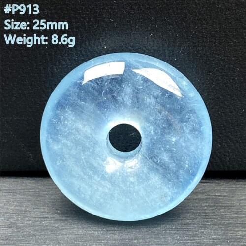 Natural Ocean Blue Aquamarine Peace Buckle Crystal Pendant Jewelry For Women Men Healing Luck Stone 25mm Beads Gemstone AAAAA