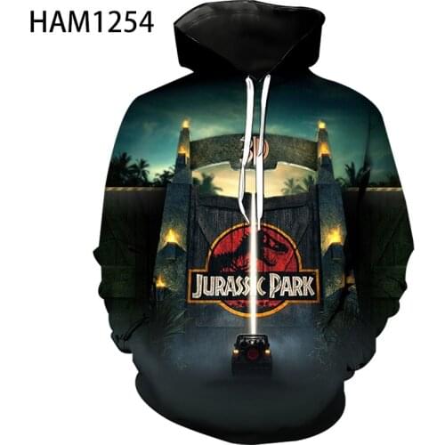 2021 new Jurassic Park 3D printed Hoodie Boys and girls leisure fashion spring and summer long sleeve Sweatshirt