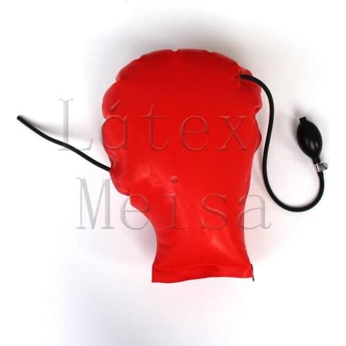 Novelty latex hood tube red latex hood bdsm with back zip decoration made of 0.4mm thickness natural latex materials