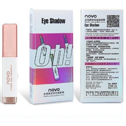 NOVO Double Color Stereo Gradient Velvet Eyeshadow Stick Shimmer Earth Shadow Cream Pen Cosmetic Makeup Set