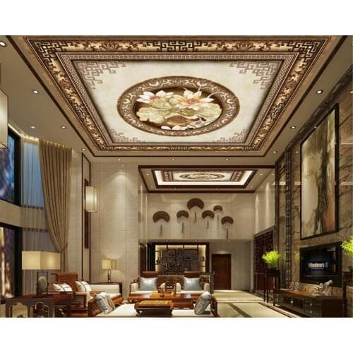 Beibehang papel de parede Custom wallpaper for walls 3 d large Chinese high-end retro grain ceiling ceiling mural wallpaper