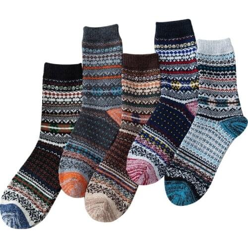 120N European and American Autumn and Winter Thickened Warm Line Electrocardiogram Womens Rabbit Wool Socks