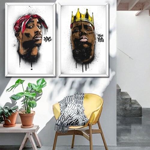The infamous B.I.G Biggie Smalls Tupac Shakur Rapper Canvas Painting Posters Prints Wall Art Picture Living Room Decor Cuadros
