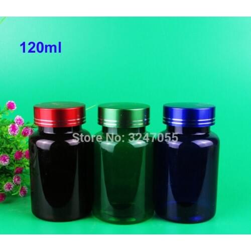 120ml Plastic Empty Medicine Capsules Refillable Bottle, DIY 120cc Green/Blue/Brown Convenient Tablets/Pills Packing Container