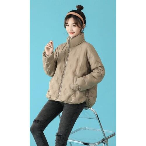 Winter Women 90% White Duck Down Coat Puffer Jacket Ultra Light Stand Collar Short Solid Thick Warm Parkas Female Outerwear Y473