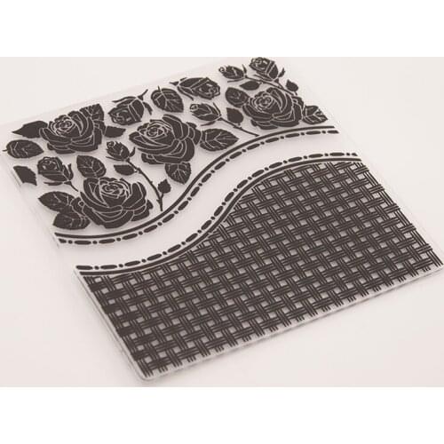 Rose Flower Plastic Embossing Folder For Scrapbook DIY Album Card Tool Plastic Template Stamping Lattice Pattern