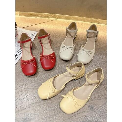 All-Match Baotou Sandals Summer New Sweet Bowknot Fashion Square Toe Ladies Sandals