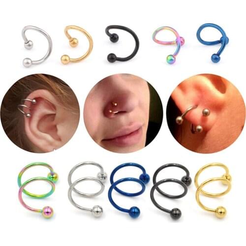 1 Piece Punk Stainless Steel Spiral Twister Barbell Earring Screw Ball Piercing Ear Cartilage Helix Rings ear cuff chain Jewelry