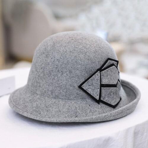 H291 Ladies Wool Fedoras Hat Women Fall Winter Korean Woolen Felt Cap Female British Retro Fashion All-match Cloche Church Caps