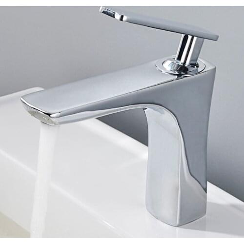 Basin Sink Faucet Single Lever Square Hot And Cold Water Tap Deck Mounted Bathroom Vessel Sink Mixers Single Hole