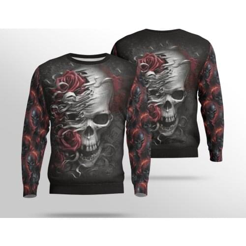 Flowers Skull 3d Printed Women For Men Sweater Sweatshirt Autumn Fashion Streetwear Pullover Long Sleeved Shirt 01