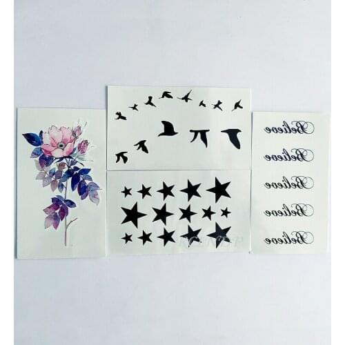 Waterproof Temporary Tattoo Sticker pink flower bird letter star small art tatto flash tatoo fake tattoos for women men kid