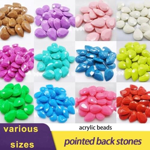 High Quality 6-25MM 24-Color Teardrop Waterdrop Acrylic Beads For Garment Craft Charm Jewelry 3D Nail Arts Diy Decorations