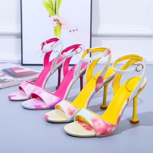 Womens Sandals 2021 Fashion Summer High Heels 3.93 Inches Beautiful Sexy Colorful Shoes(Size 36-42