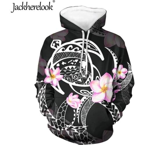 Jackherelook Casual Sweatshirts Pullover Tops Hawaii Polynesian Turtle Hibiscus Plumeria Print Women Hoodies Long Sleeve Jacket
