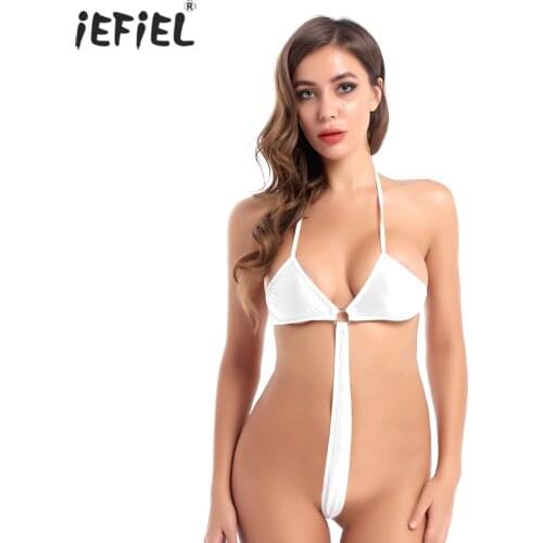 Womens Female One-piece Lingerie Exotic Teddies Costumes Bodycon Bra G-string Briefs Lace-up Bodysuit Nightwear Bodystocking