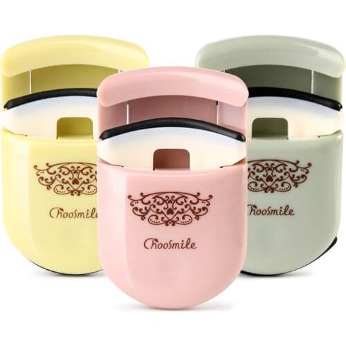 1Pc Mini Cute Woman Plastic Color Eyelash Curler+2Pcs Refill Rubber Pads Compact Portable Beauty Makeup Set Tools