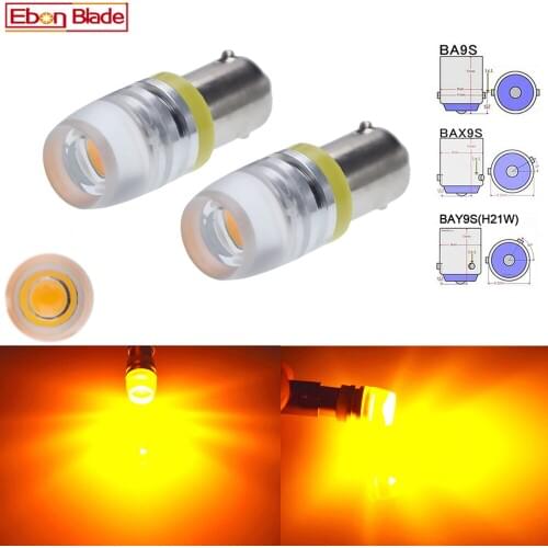 2 x BA9S T4W BAX9S H6W BAY9S H21W Car LED Indicator Lamp Interior Dome Map Light Side Wedge Marker Bulb Amber Yellow 6V 12V 24V