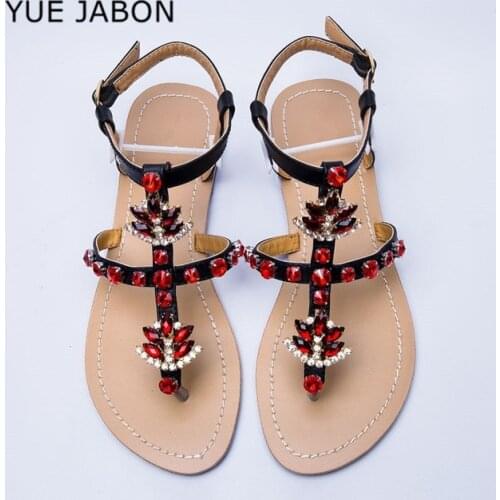 2021 NEW Women`s summer bohemia diamond sandals woman beach shining rhinestones shoes T-strap thong flip flop Boho Crystal shoes