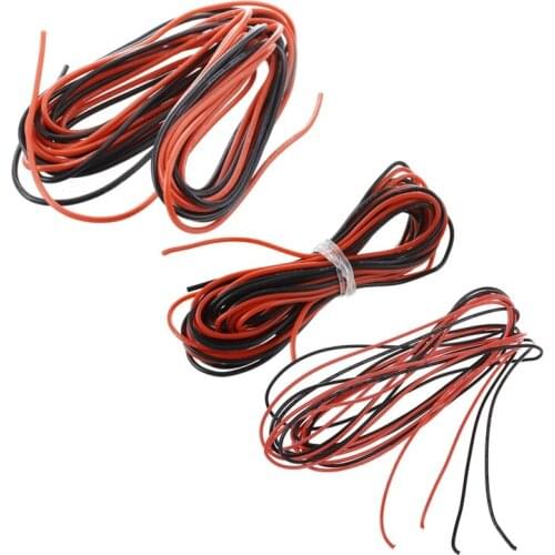 6x 3 Meter 20 Gauge + 24 Gauge + 18 Gauge AWG Silicone Rubber Wire Cable Red Black Flexible
