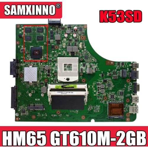 Akemy NEW K53SD REV5.1 motherboard For ASUS K53SD A53S X53S Laptop mainboard HM65 GT610M-2GB-GPU USB-3.0