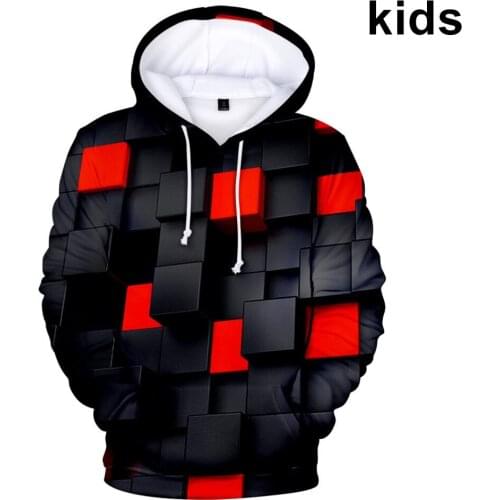 3 To 14 Years Tie Dye Red Square Clothing Children Kids Boys Girls 3D Print Hoodies Sweatshirt Outerwear Child Hoodie Jacket