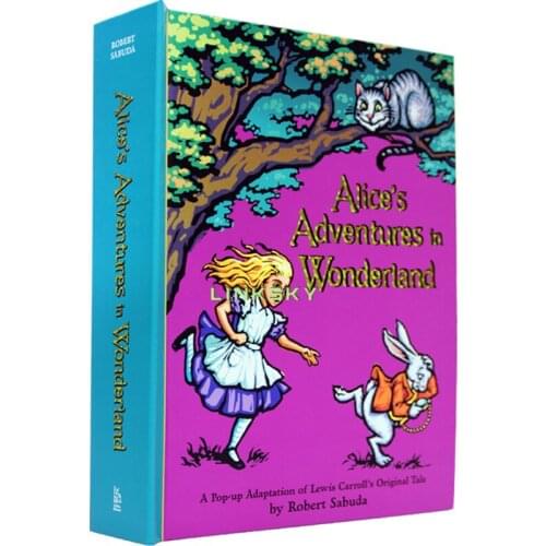 Children Popular Books 3D Alices Adventures in Wonderland Paper Board book Colouring English Story Book,Kids Education Book